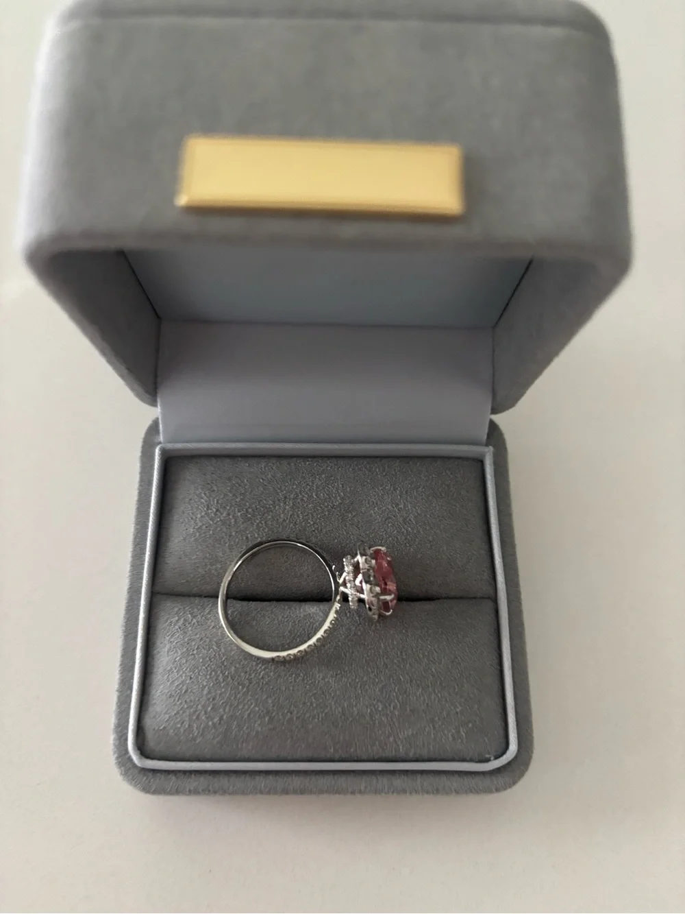 Pink Heart-Cut Halo Ring 14k white gold &  Moissanite.